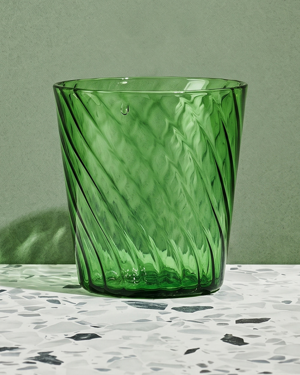 Handmade Green Swirl Tumbler Water Glass