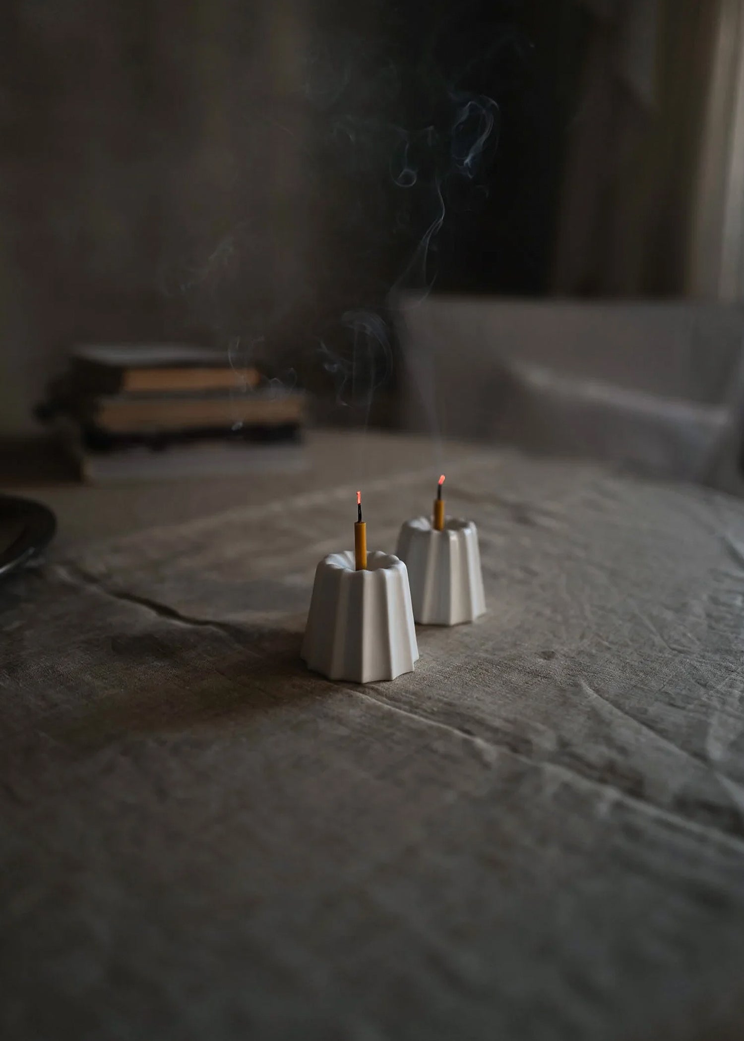 Porcelain Canelé Slim Candlestick Holder
