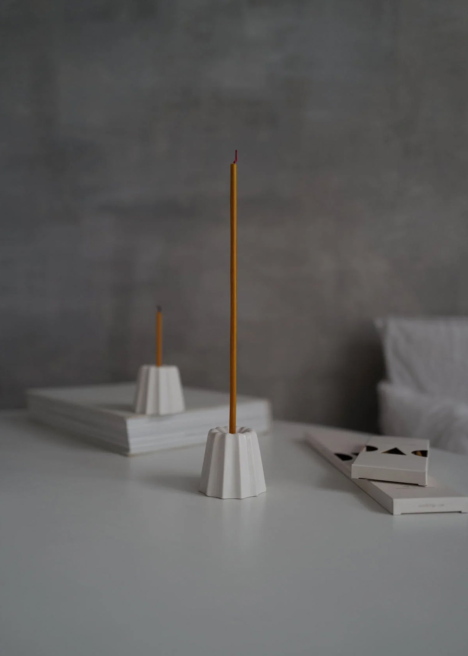 Porcelain Canelé Slim Candlestick Holder
