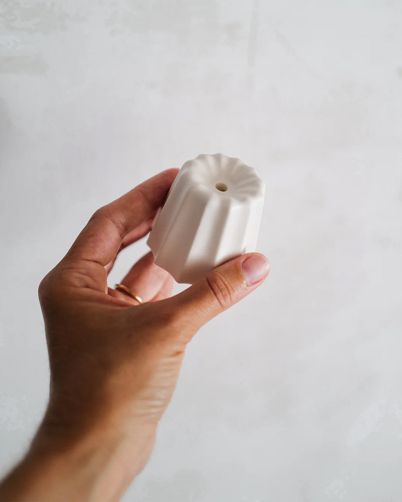 Porcelain Canelé Slim Candlestick Holder
