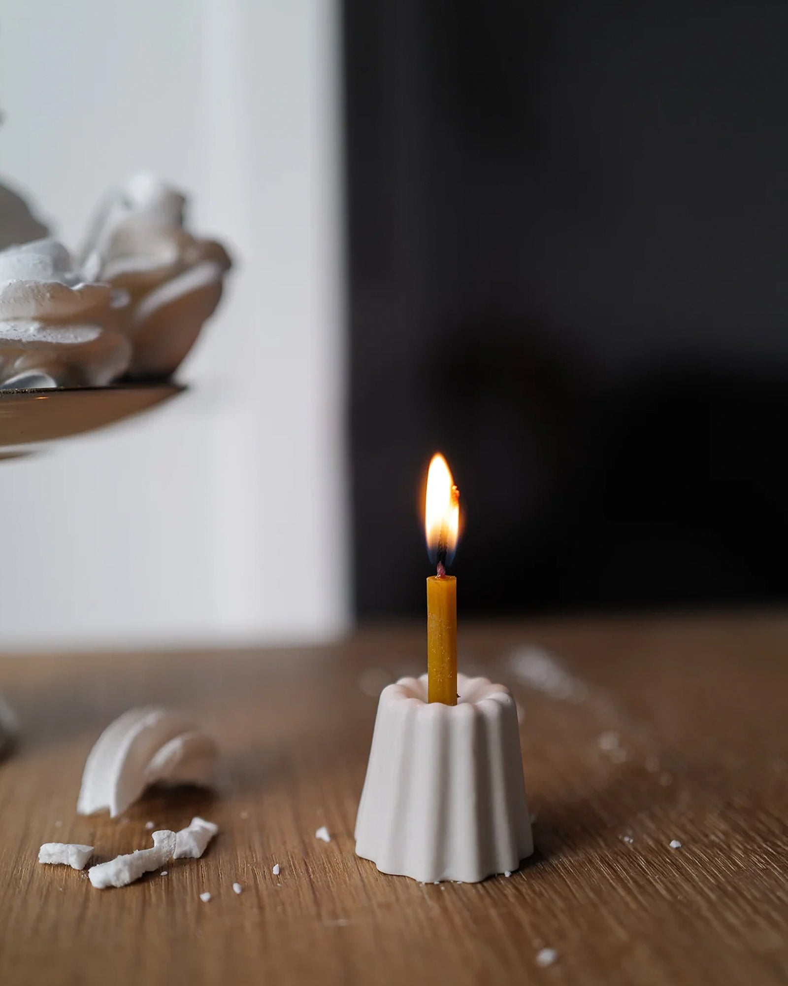 Porcelain Mini Canelé Slim Candlestick Holder