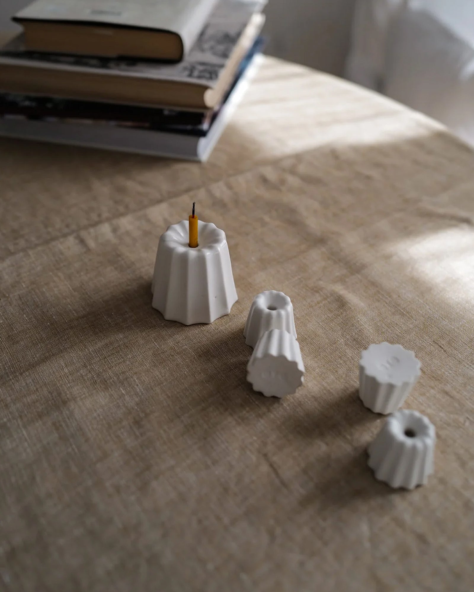 Porcelain Canelé Slim Candlestick Holder