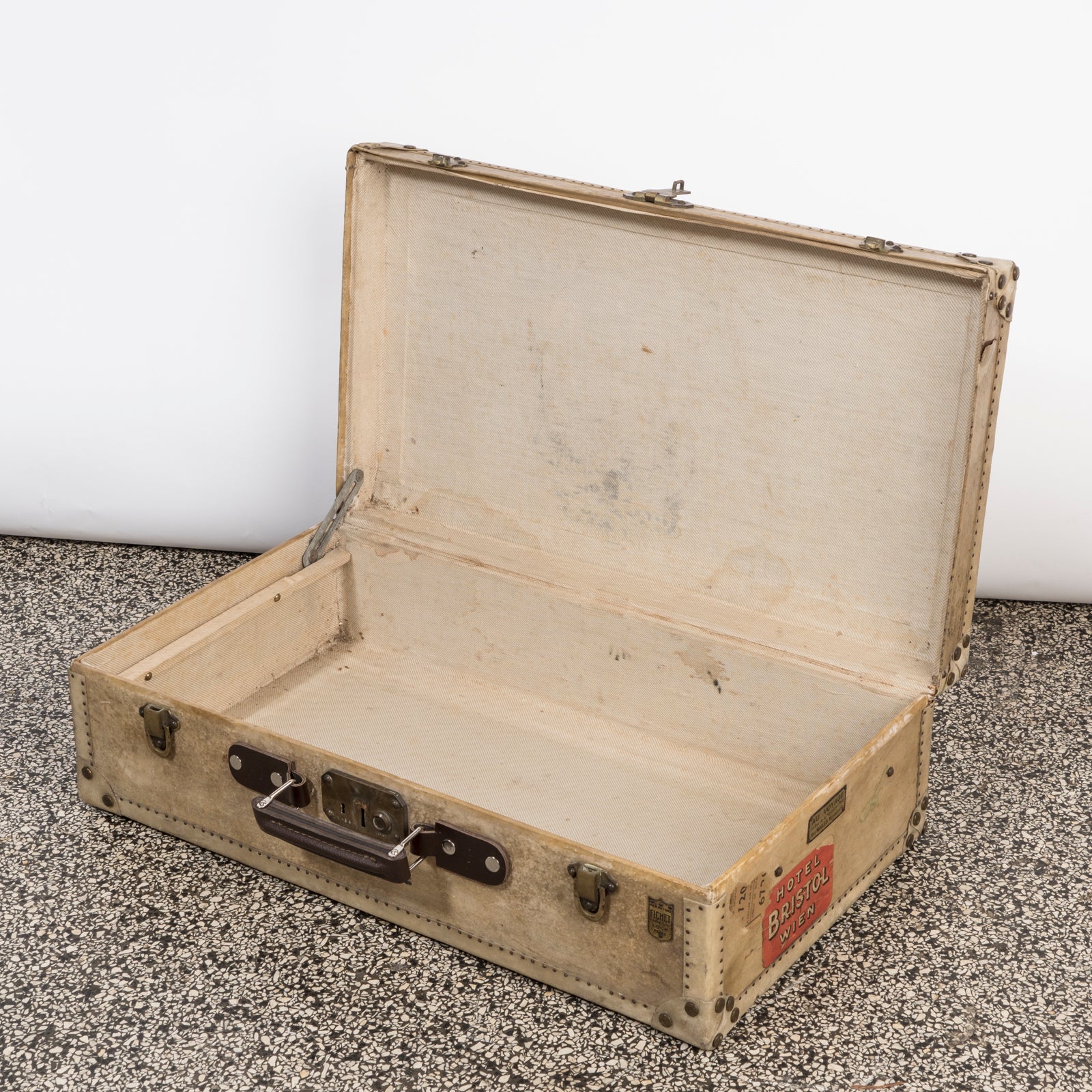 Vintage Collection of Vellum White Leather Suitcases
