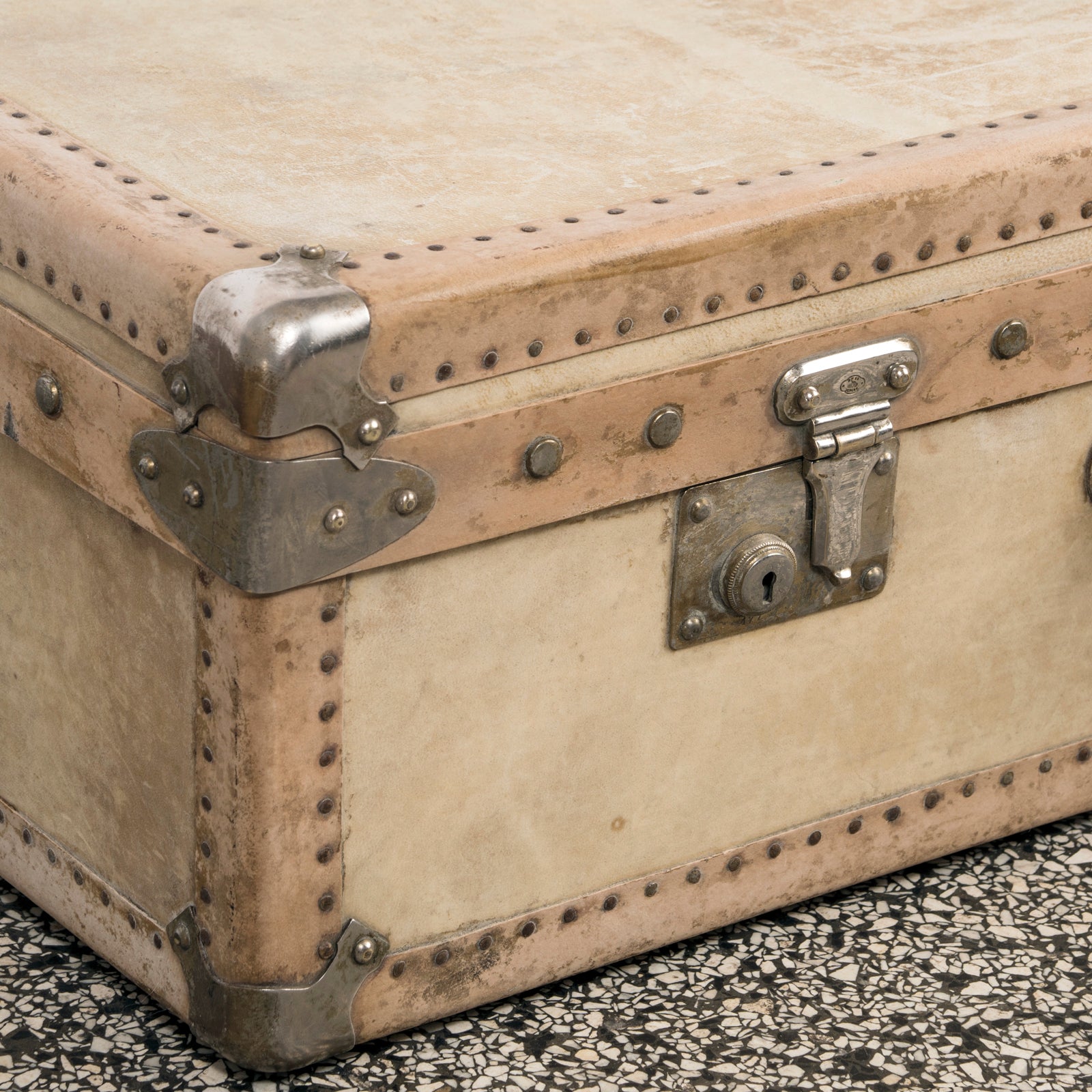 Vintage Collection of Vellum White Leather Suitcases