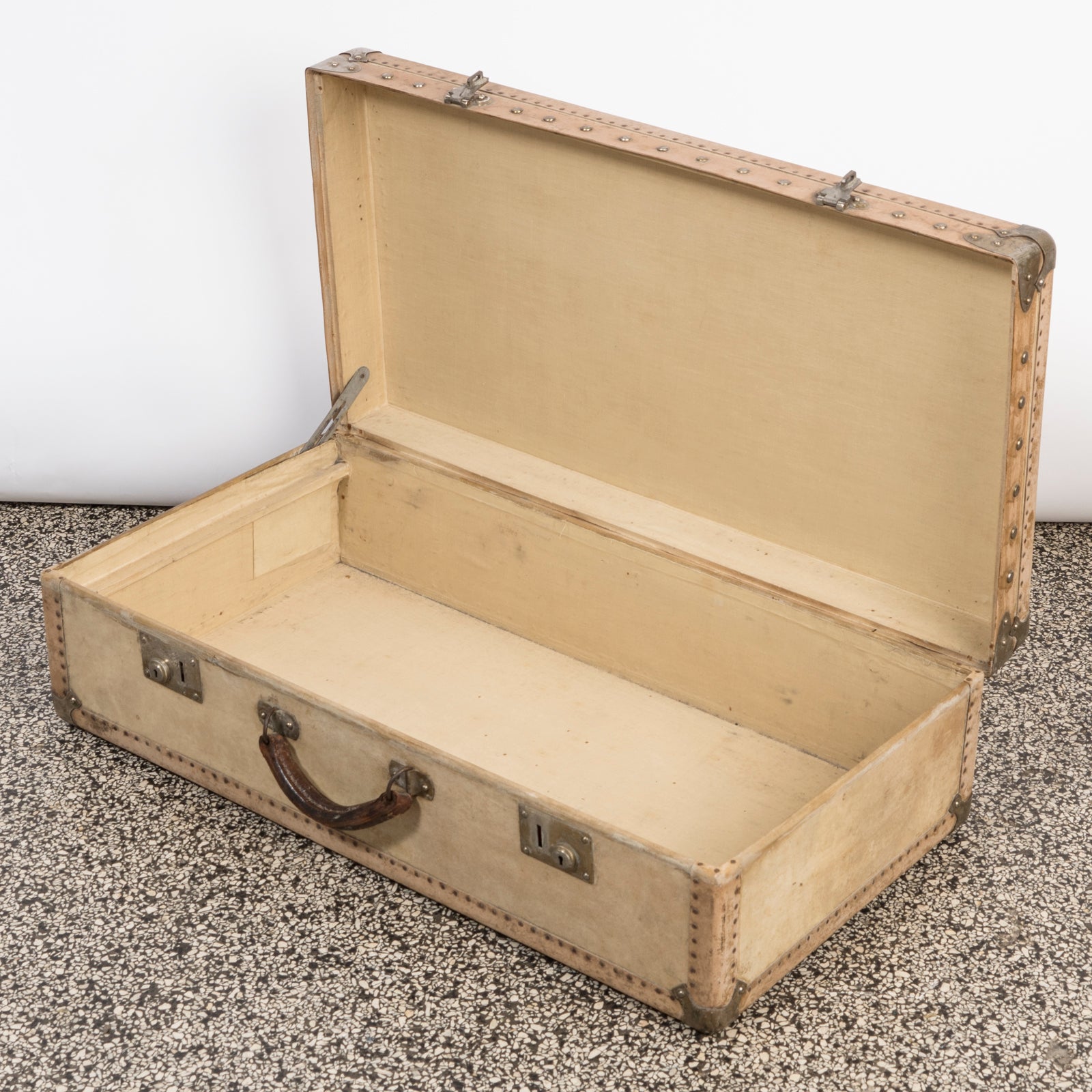 Vintage Collection of Vellum White Leather Suitcases