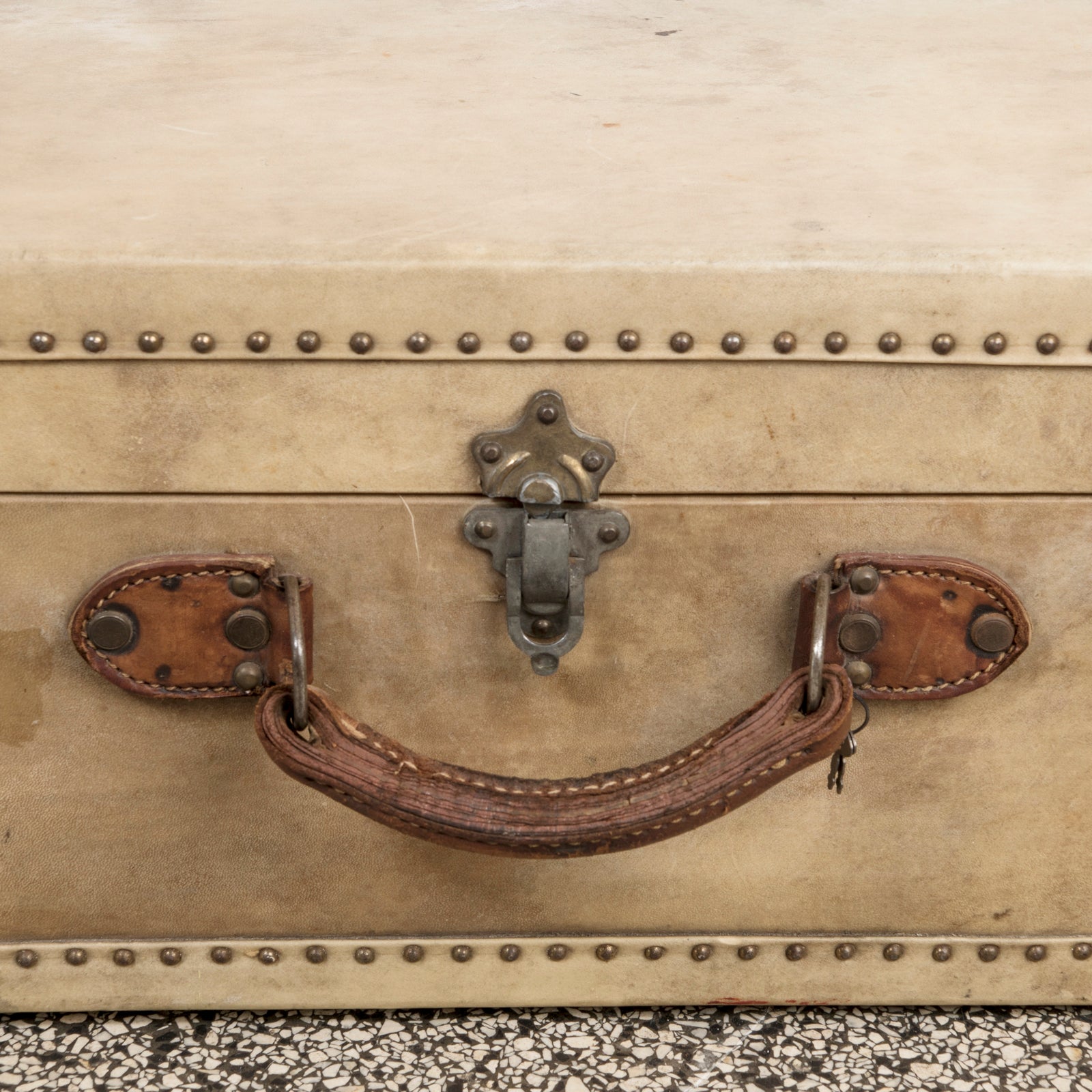 Vintage Collection of Vellum White Leather Suitcases