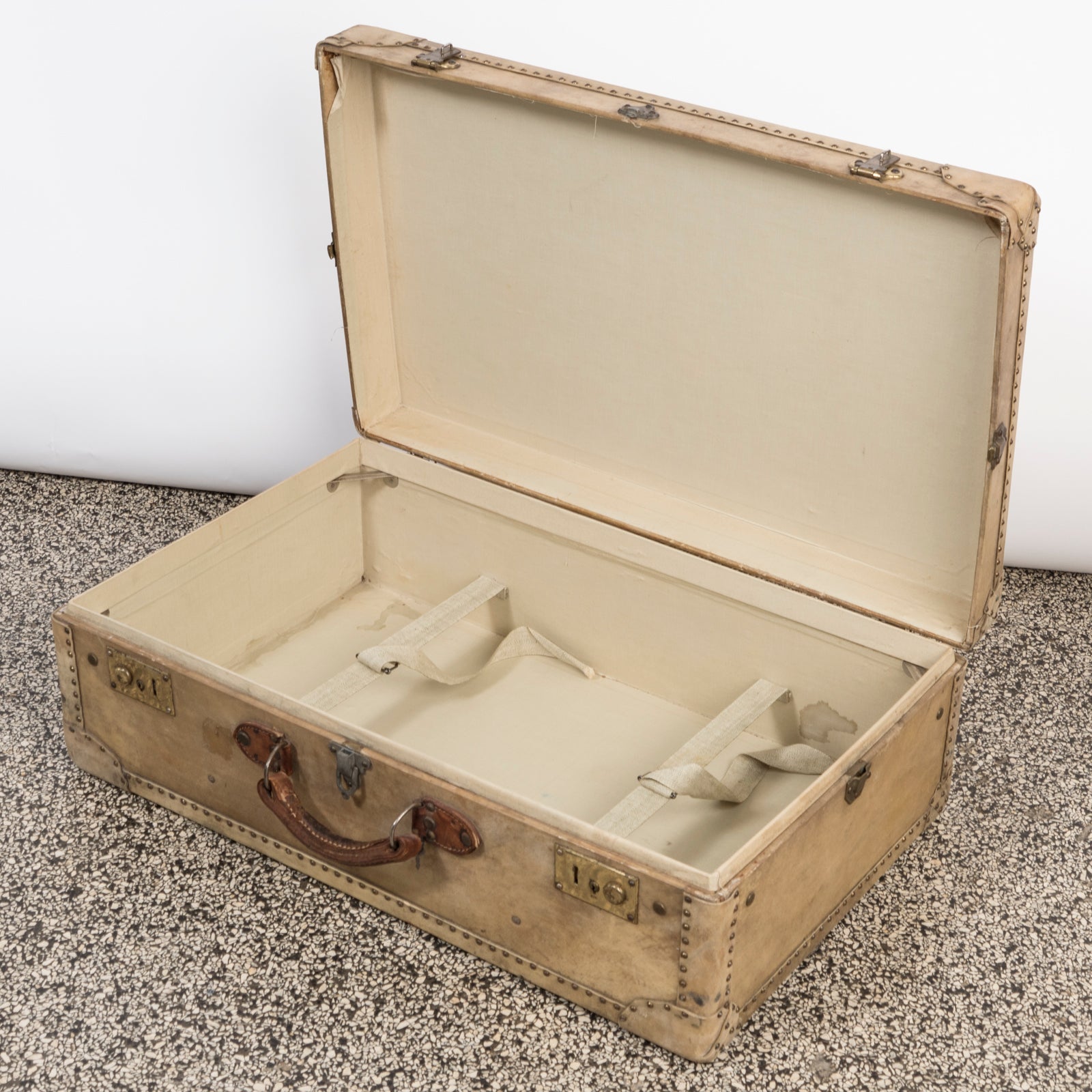 Vintage Collection of Vellum White Leather Suitcases