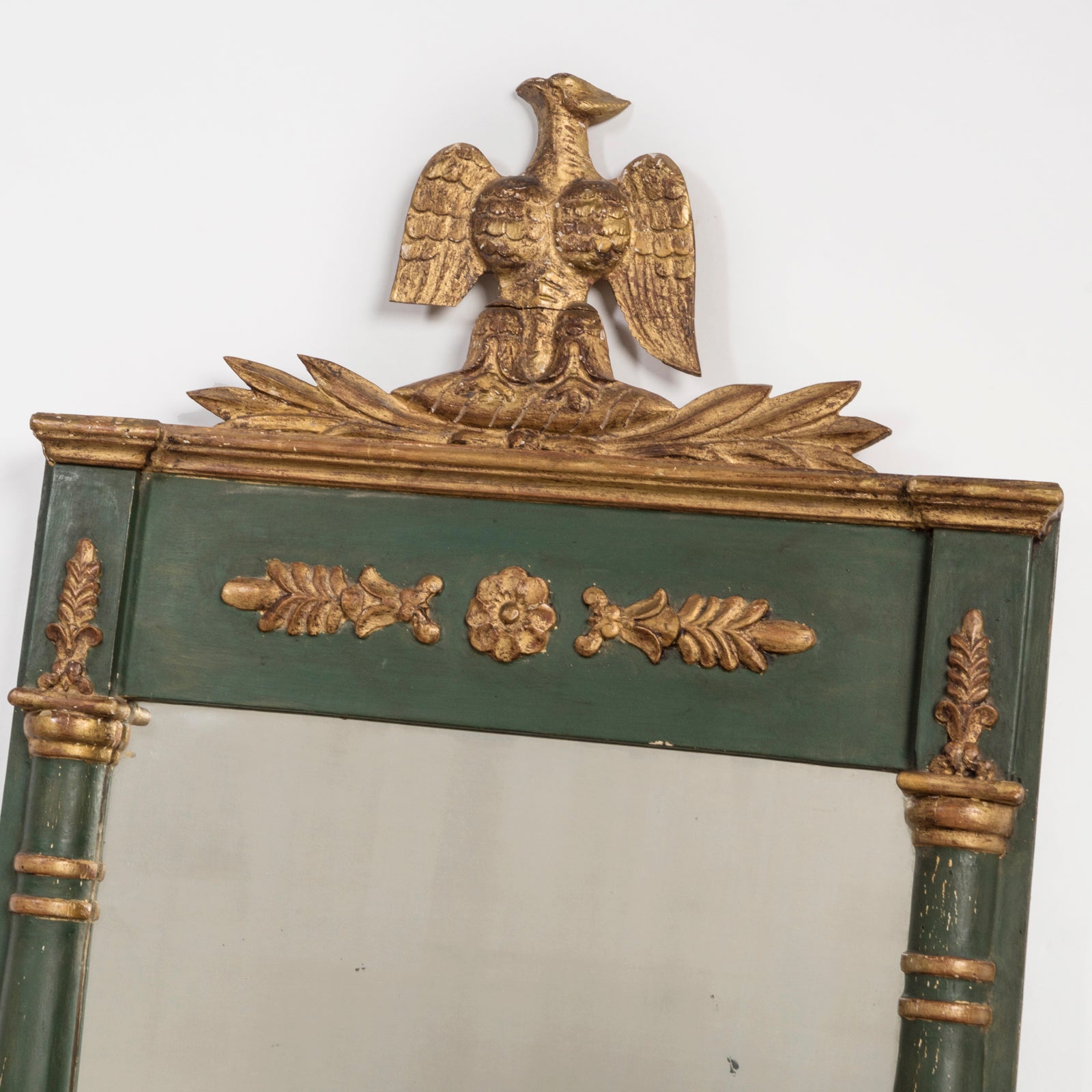 19th French Empire Style Golden Eagle Crest Mirror