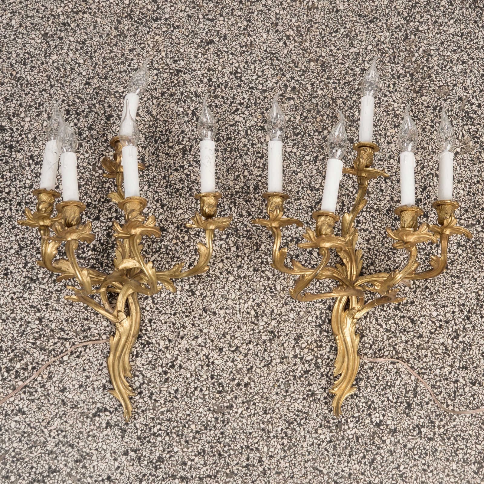 Set of 4 monumental 19th Century French Rococo Sconces