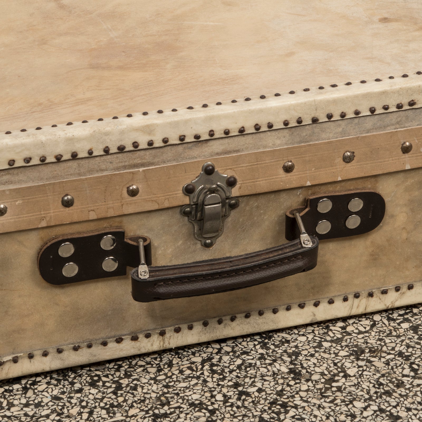 Vintage Collection of Vellum White Leather Suitcases