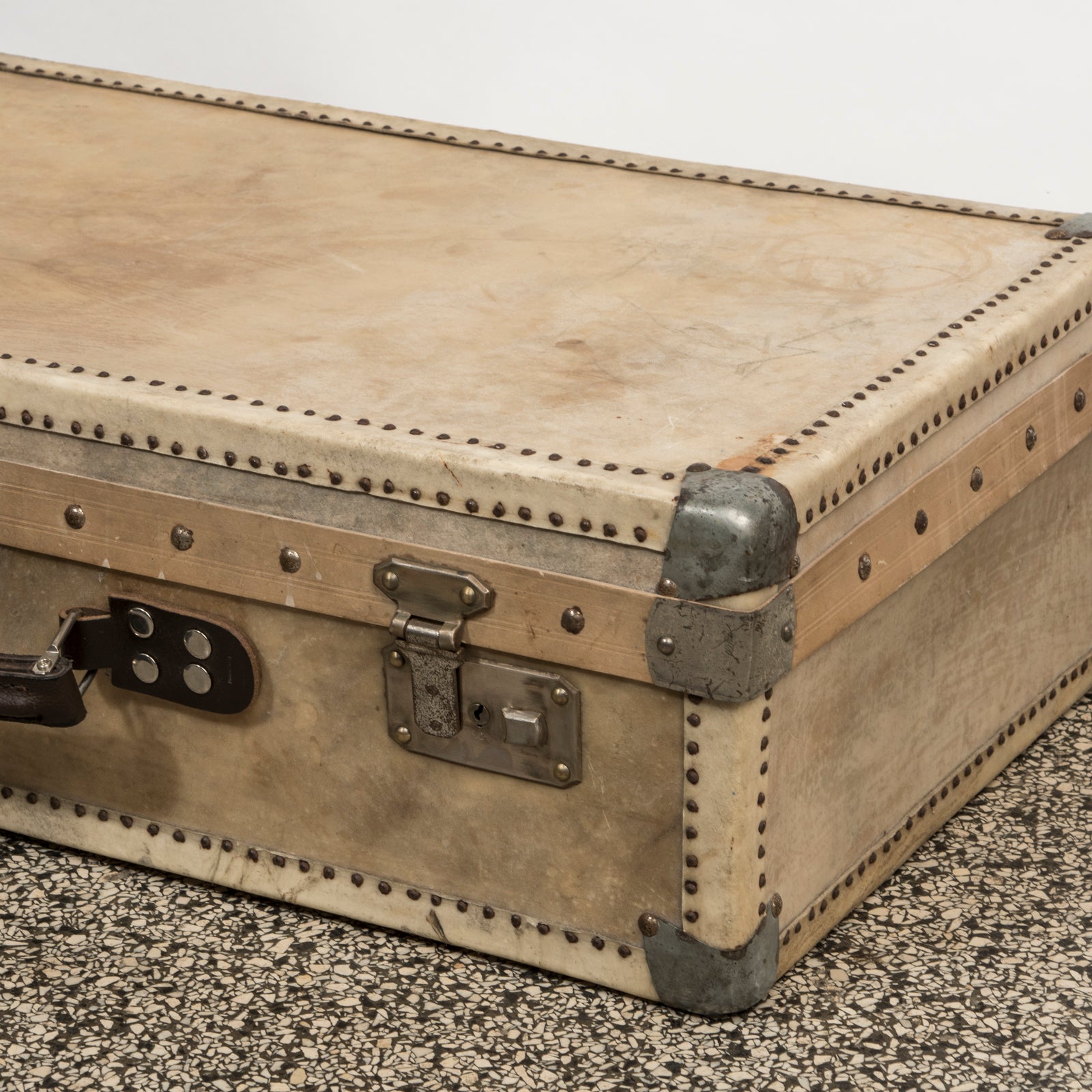 Vintage Collection of Vellum White Leather Suitcases