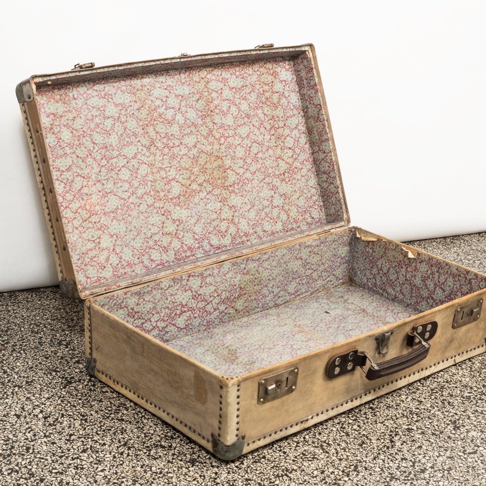 Vintage Collection of Vellum White Leather Suitcases