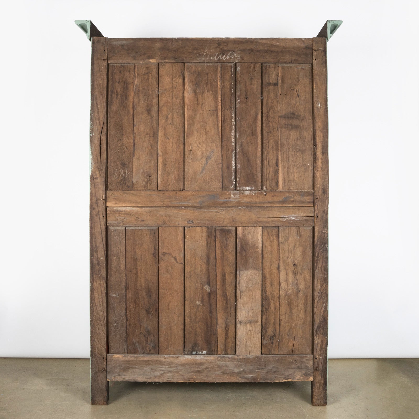 Backside of a 19th-century French marriage armoire from Wildschut Antiques