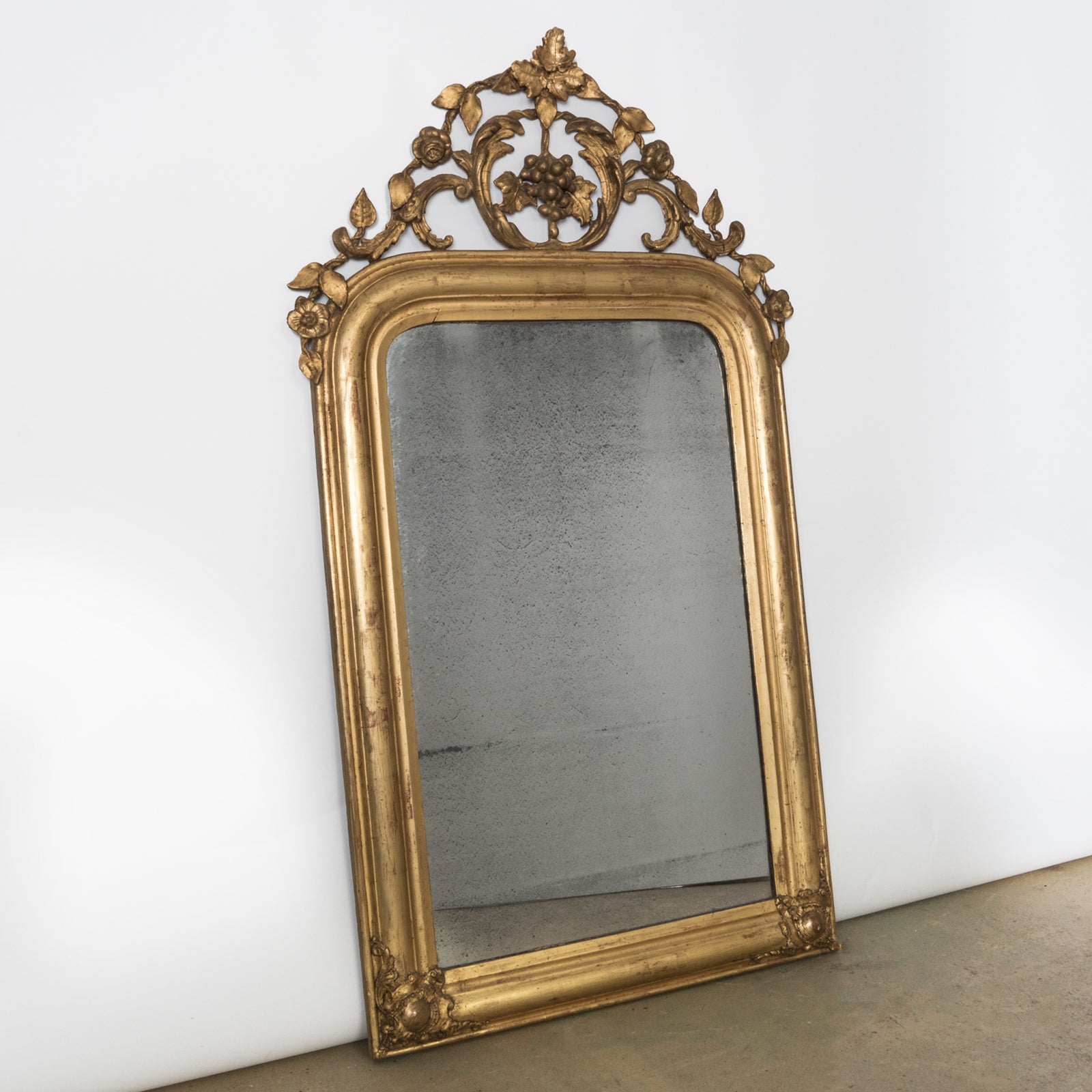 19th C Louis Philippe Mirror with Foliage and Grape Motifs