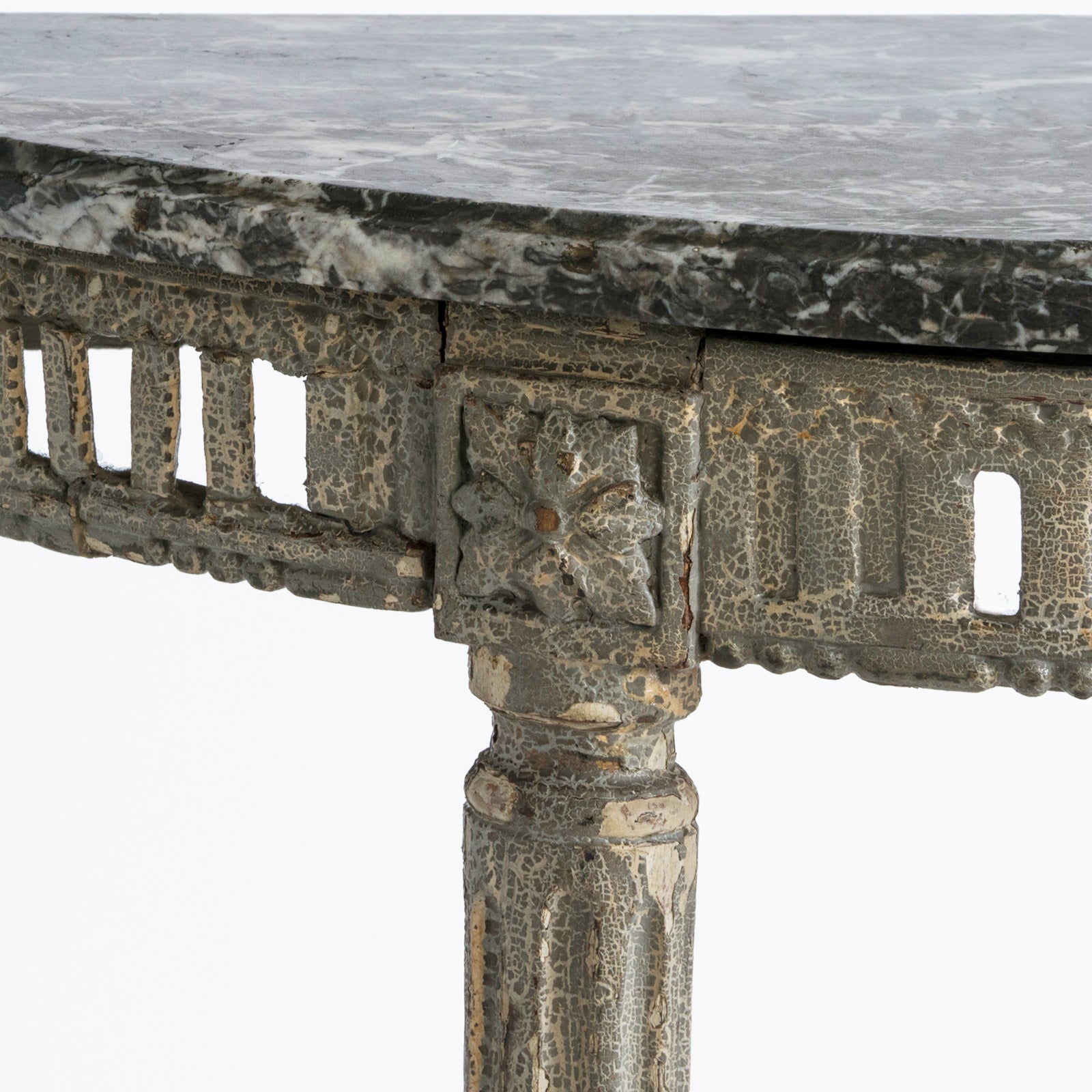 Small French 18th C Console Table With Grey Marble Top