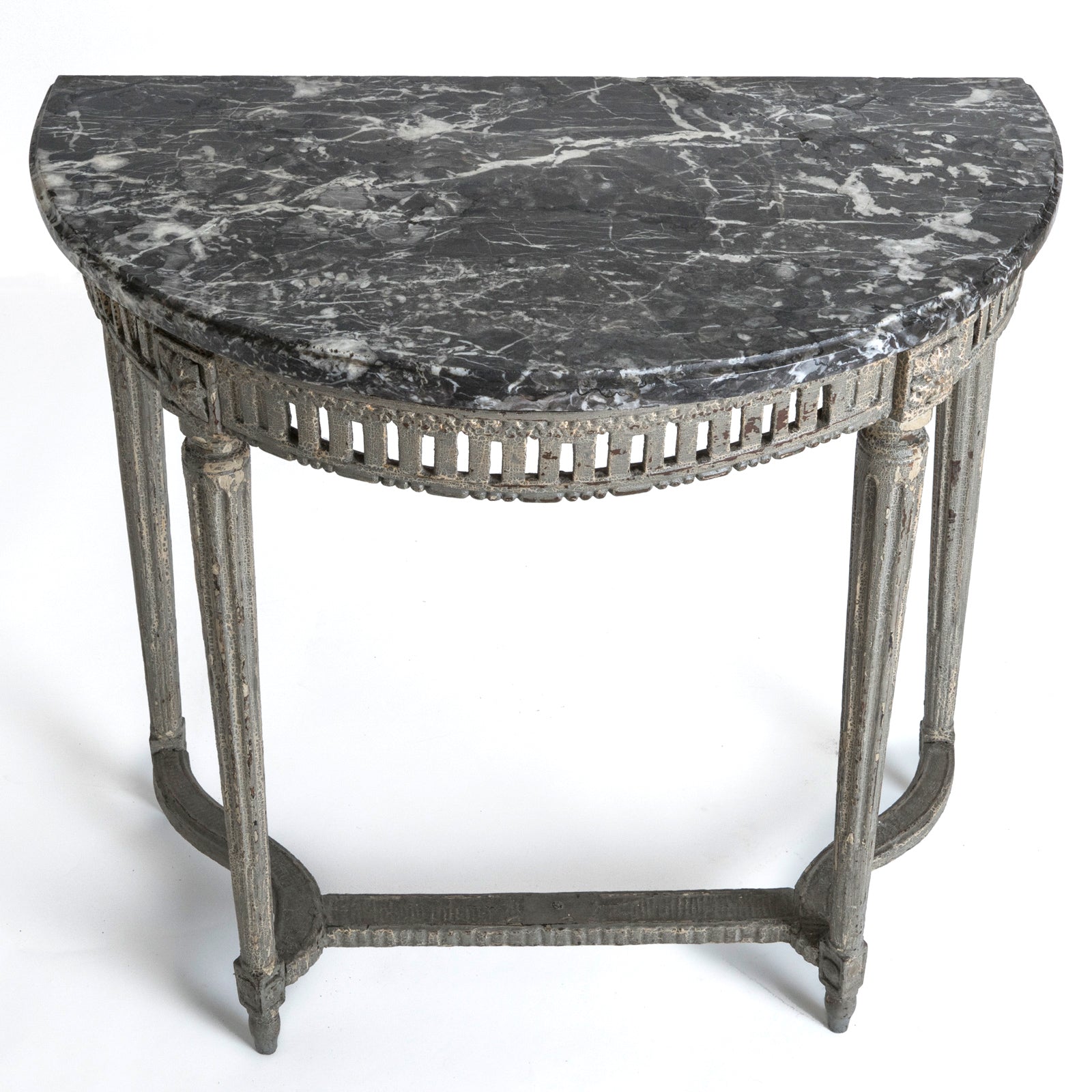 Small French 18th C Console Table With Grey Marble Top
