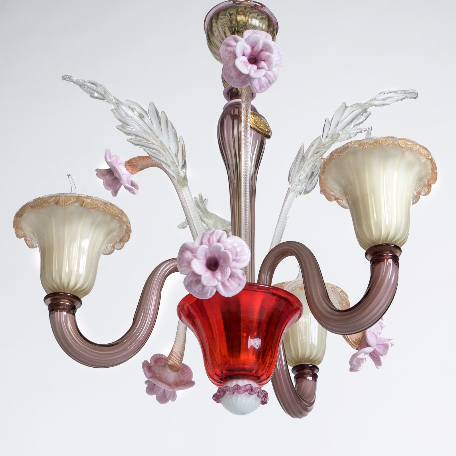 Small Venetian Handblown Vibrant Colored Murano Chandelier