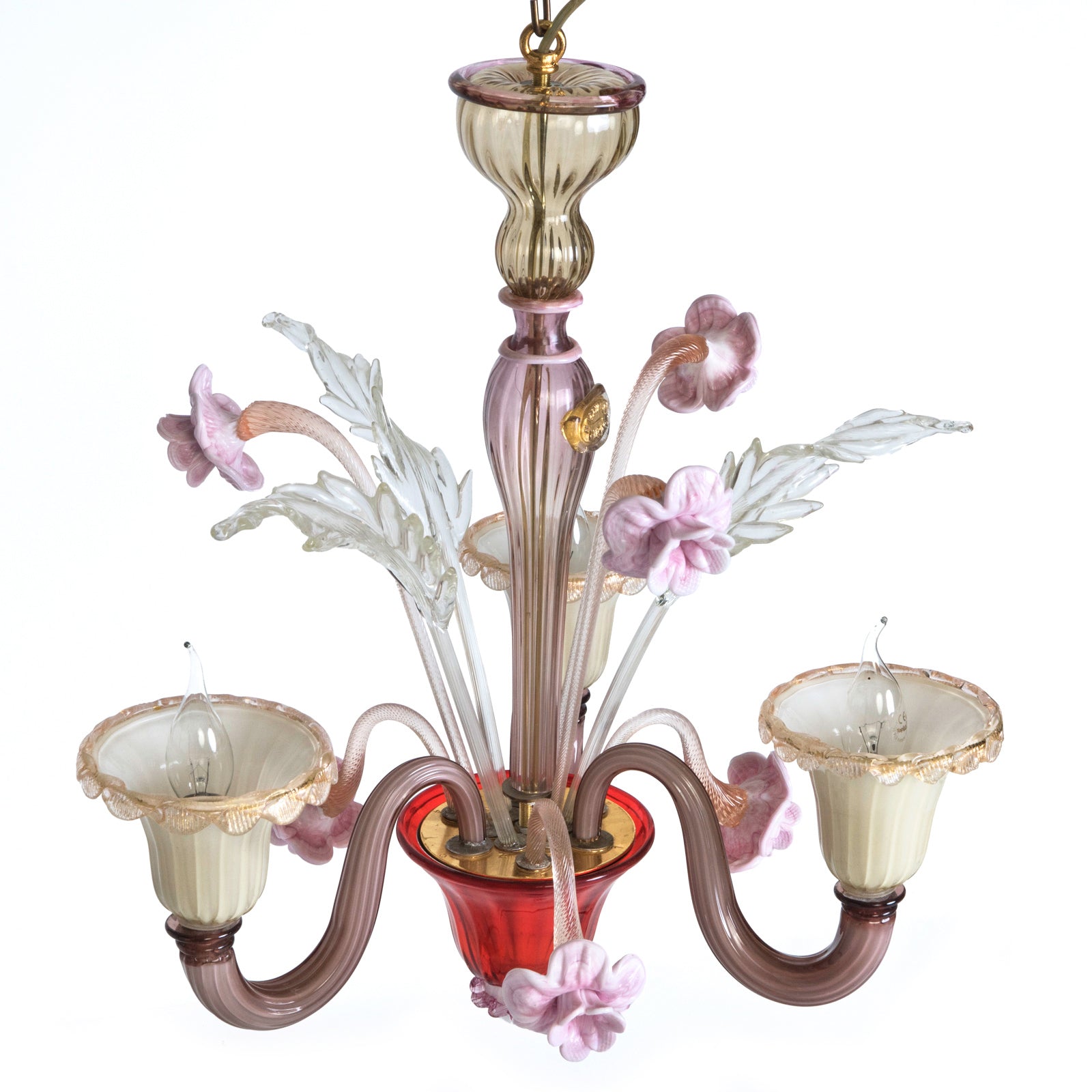 Small Venetian Handblown Vibrant Colored Murano Chandelier