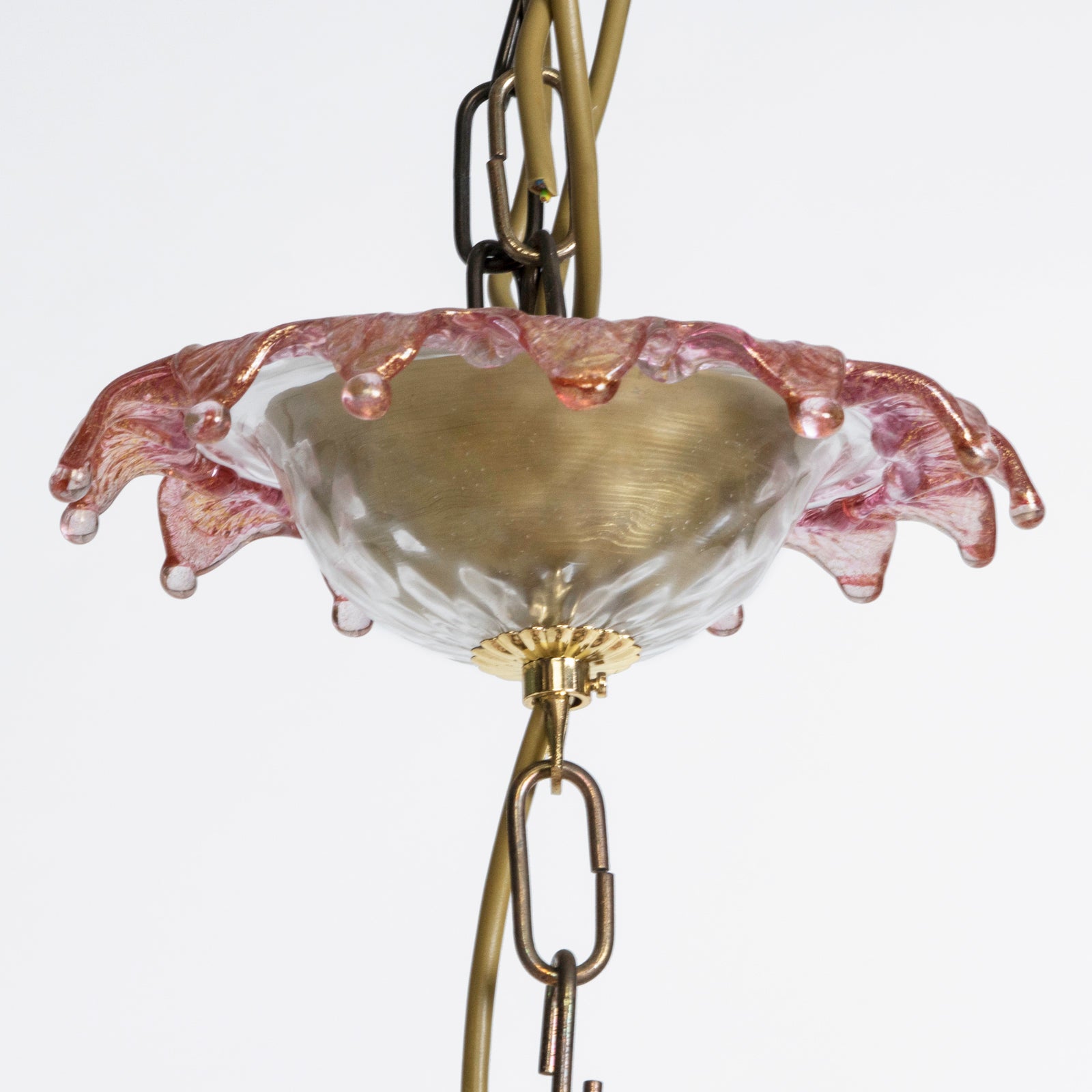 Venetian Murano Glass 6-Light Chandelier in White and Pink