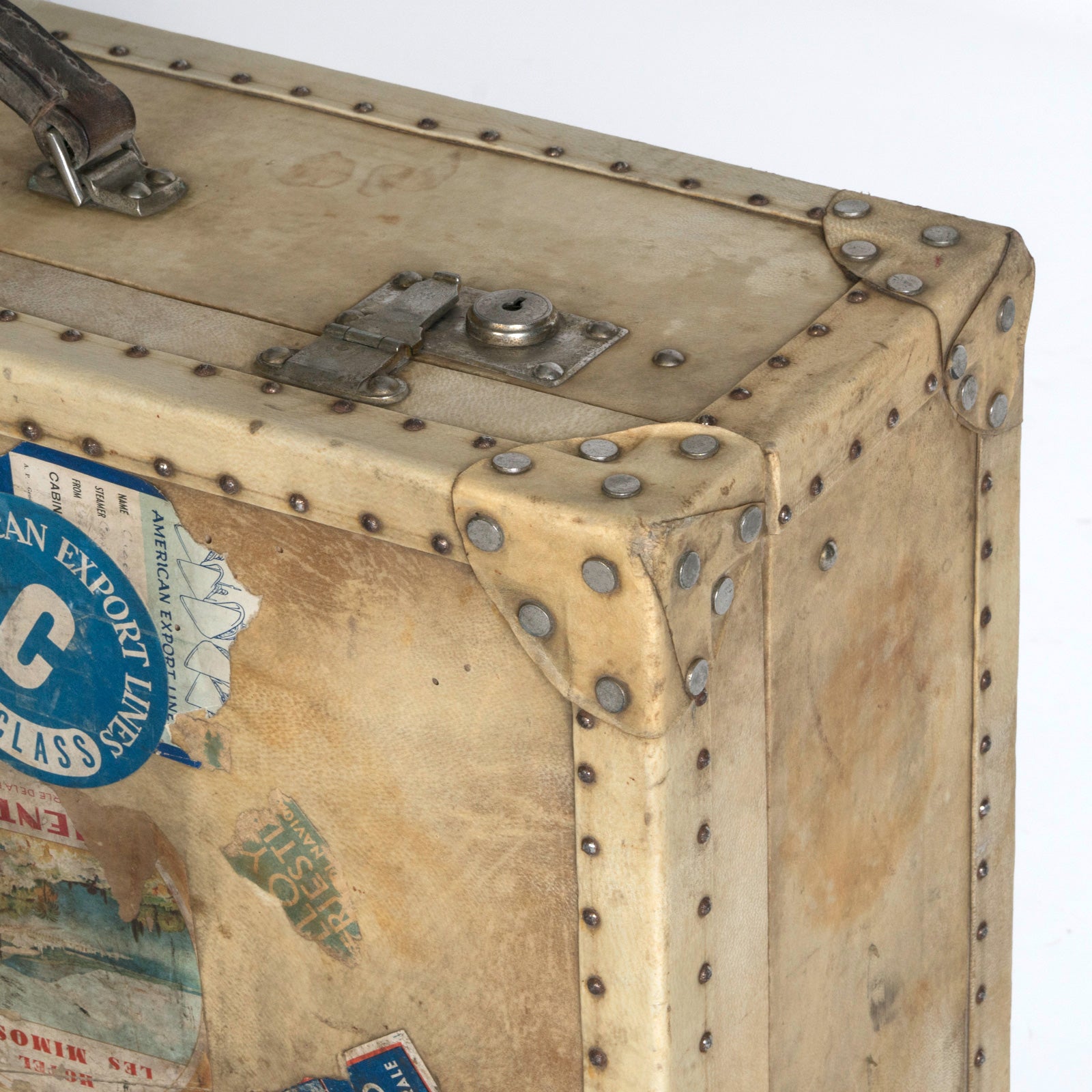 French Vellum Suitcase or Valise 1920s