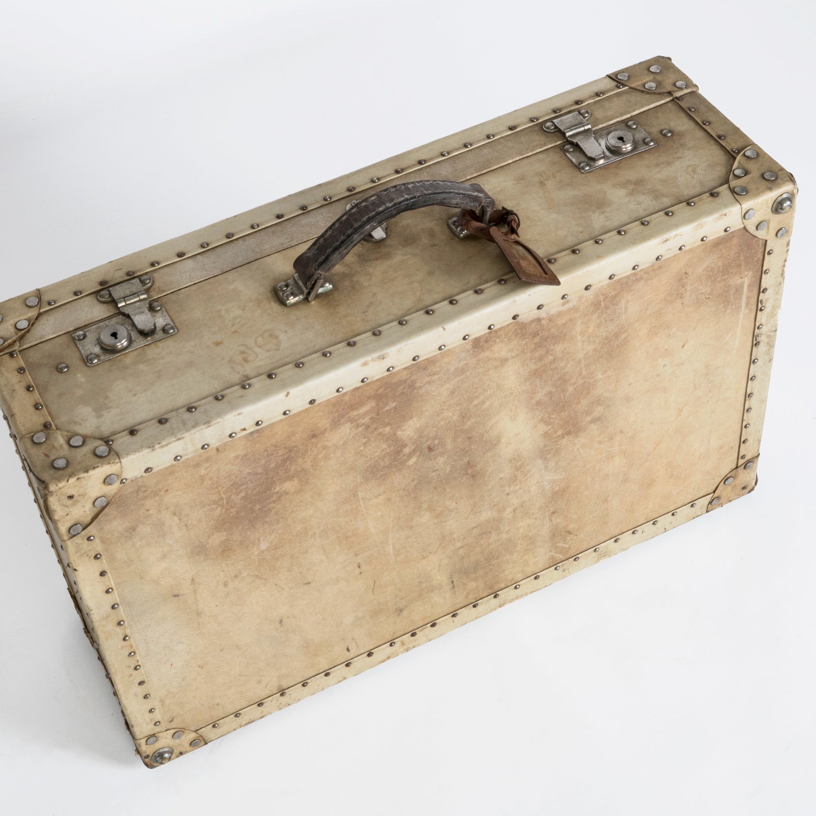 French Vellum Suitcase or Valise 1920s