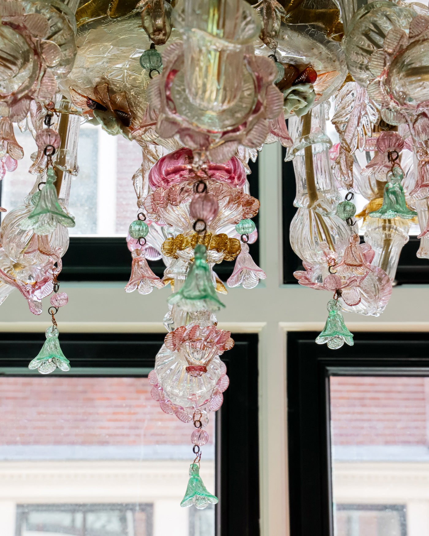 Colourful Antique Pink Venetian Murano Glass Chandelier