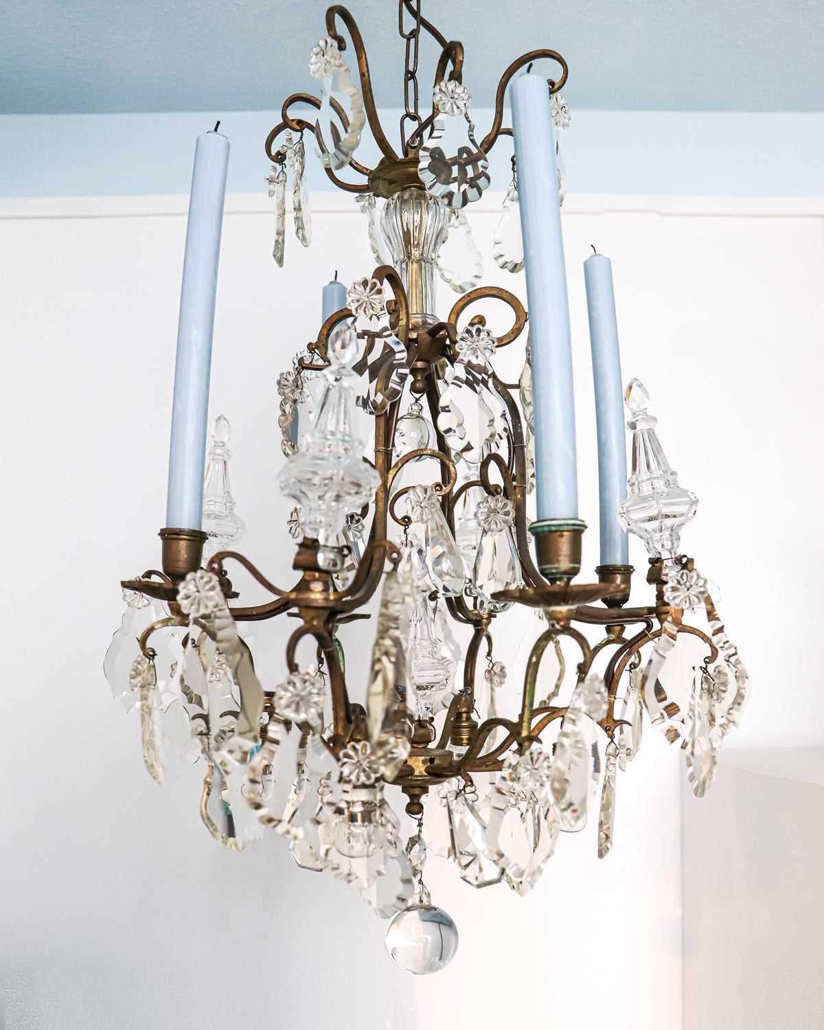 Antique French Crystal Chandelier with Candles