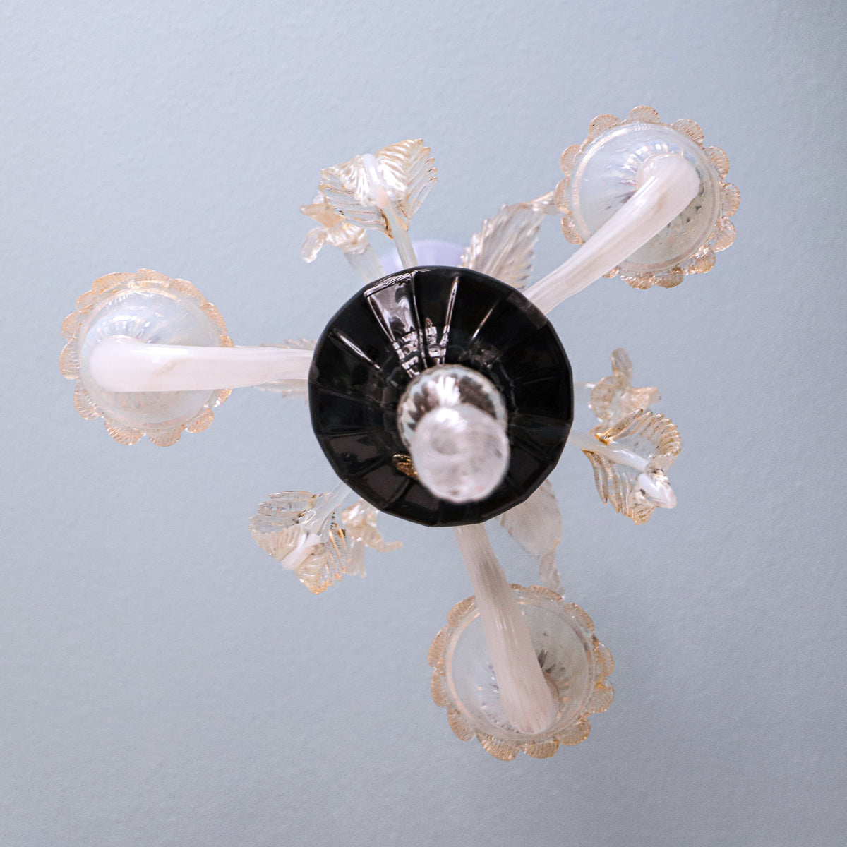 Small Venetian Handblown Lilac and Pearl Murano Chandelier