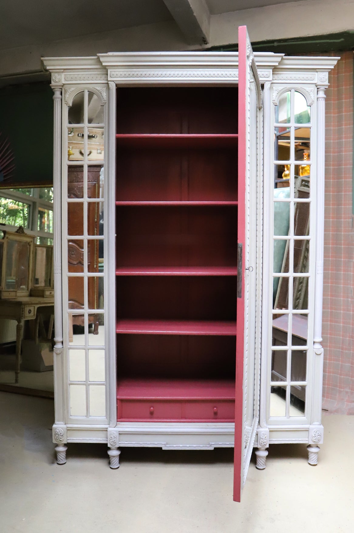 Louis XVI Style Mirror Door Armoire