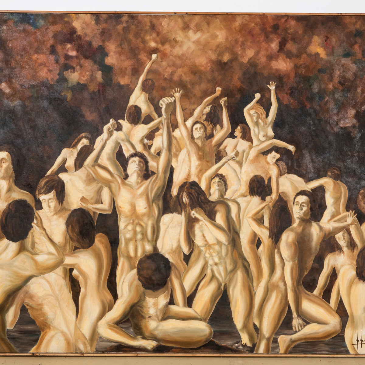 Large 70s "Purgatory" Oil Painting