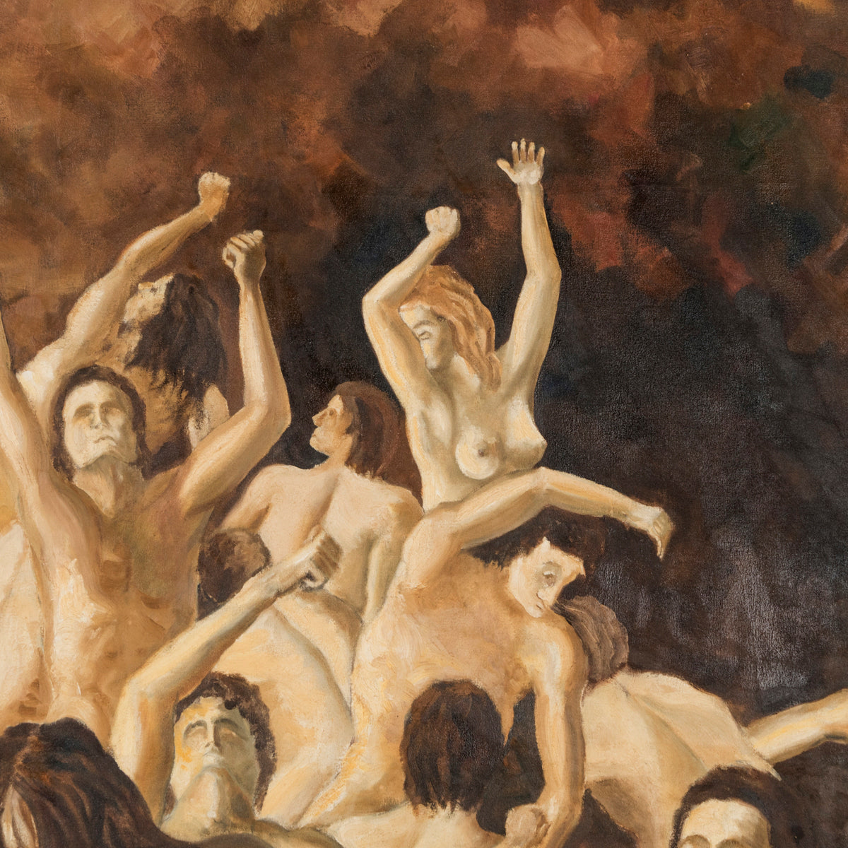 Large 70s "Purgatory" Oil Painting