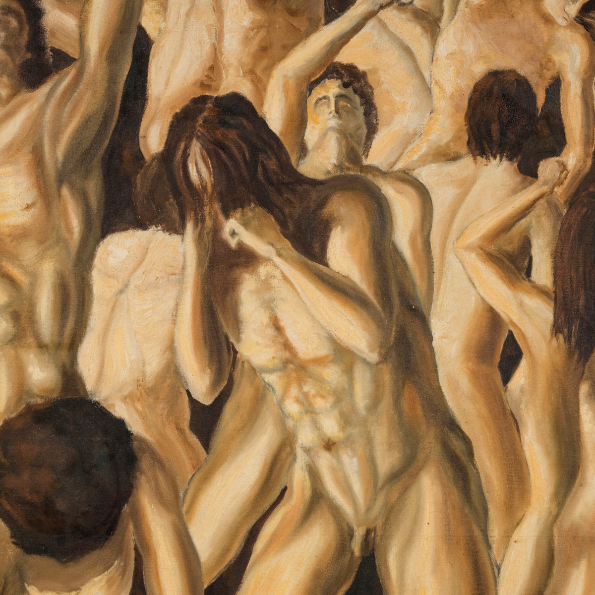 Large 70s "Purgatory" Oil Painting