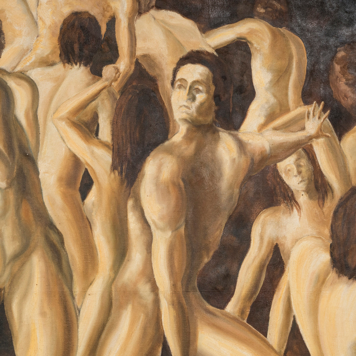 Large 70s "Purgatory" Oil Painting
