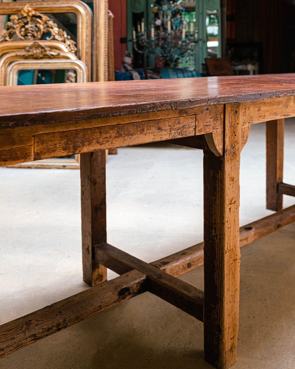 Large Vintage French Pine Atelier Work Table