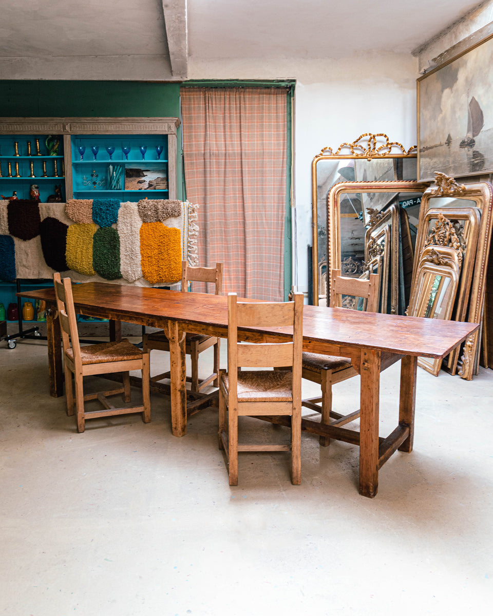 Large Vintage French Pine Atelier Work Table