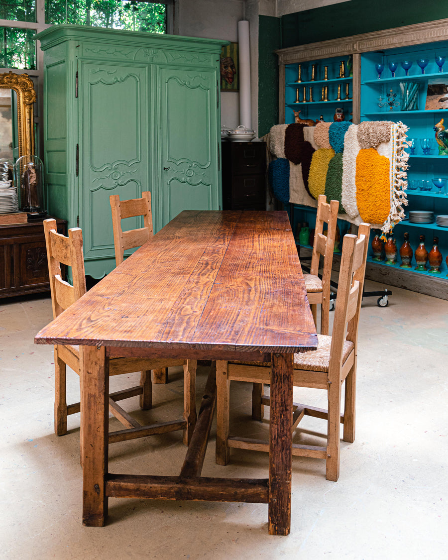 Large Vintage French Pine Atelier Work Table