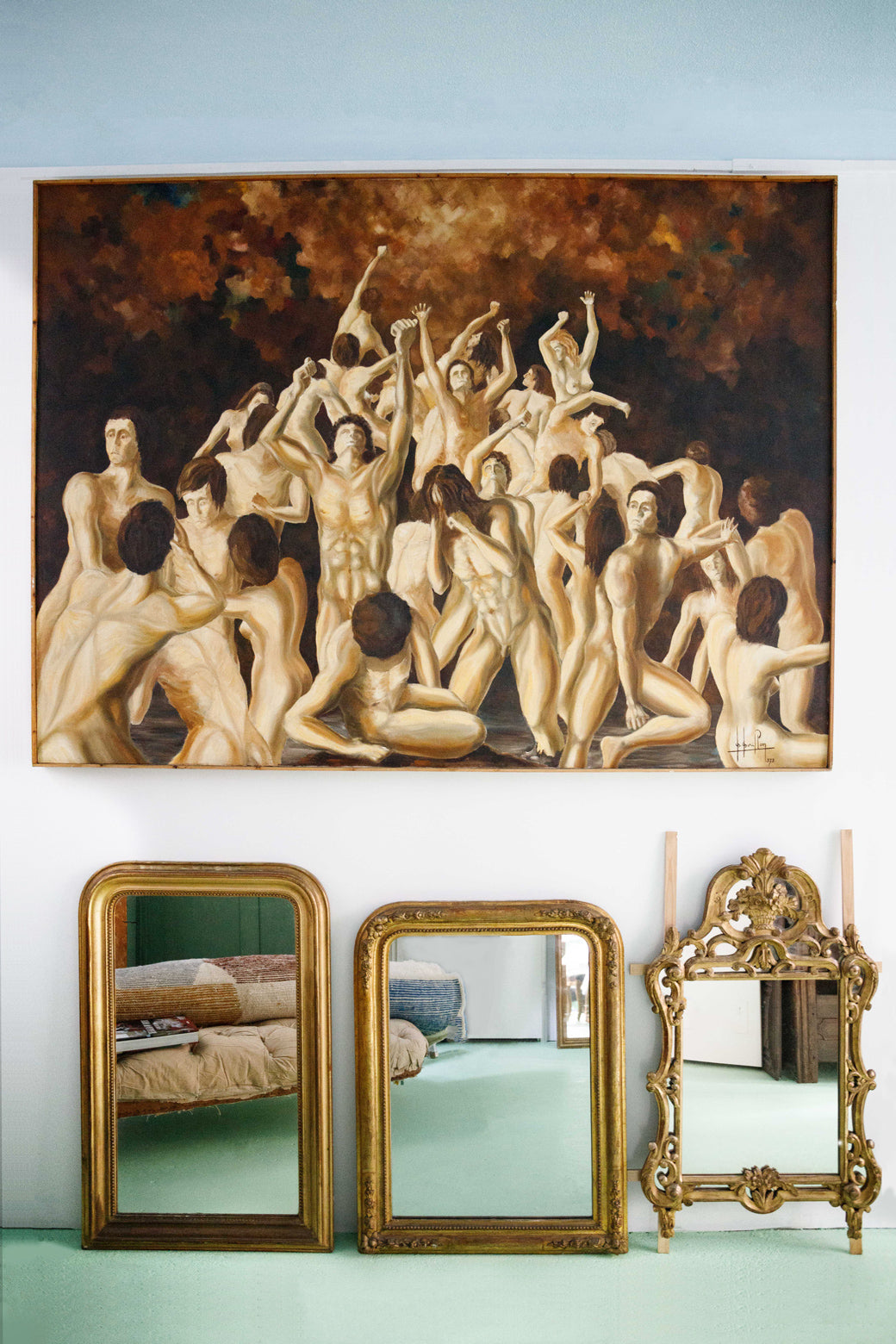 Large 70s "Purgatory" Oil Painting