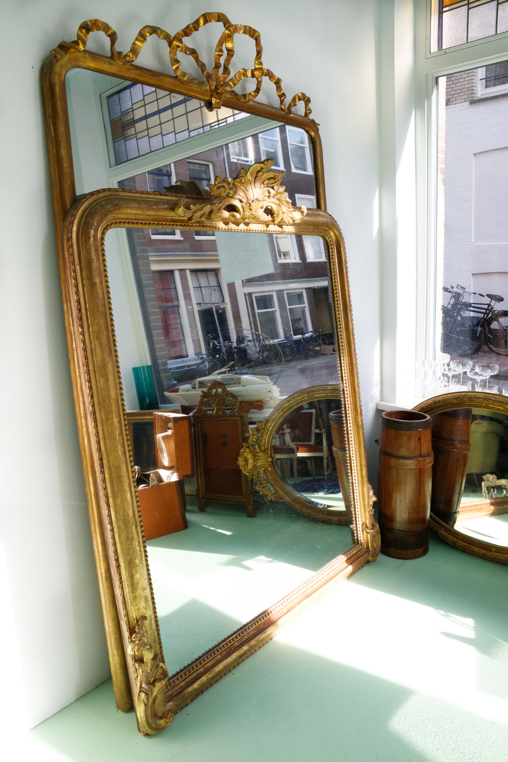 Large 19th C Gold Gilt Louis Philippe Mirror With Crest