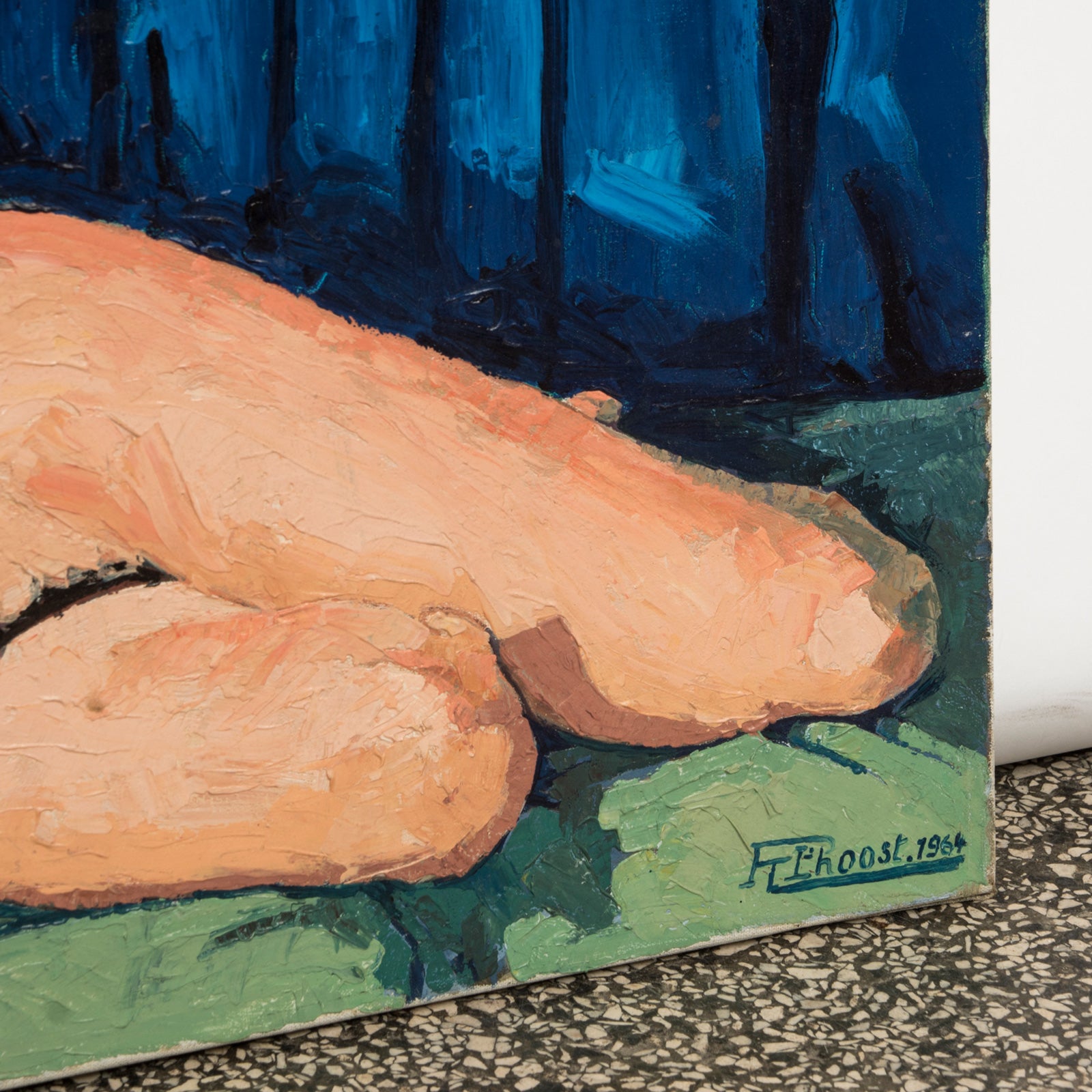 Colourful Female Nude Oil Painting, 1964
