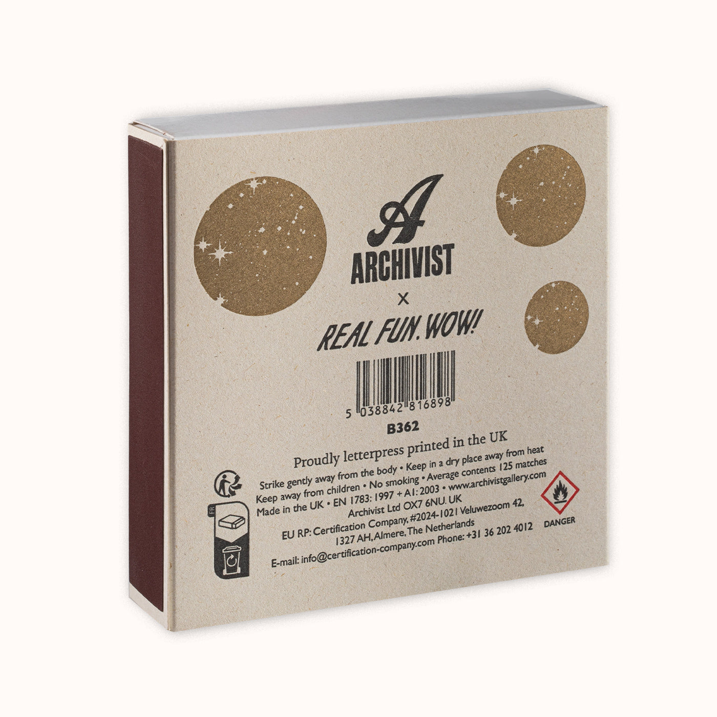 Archivist Gallery matches packaging with branding and text on a beige background
