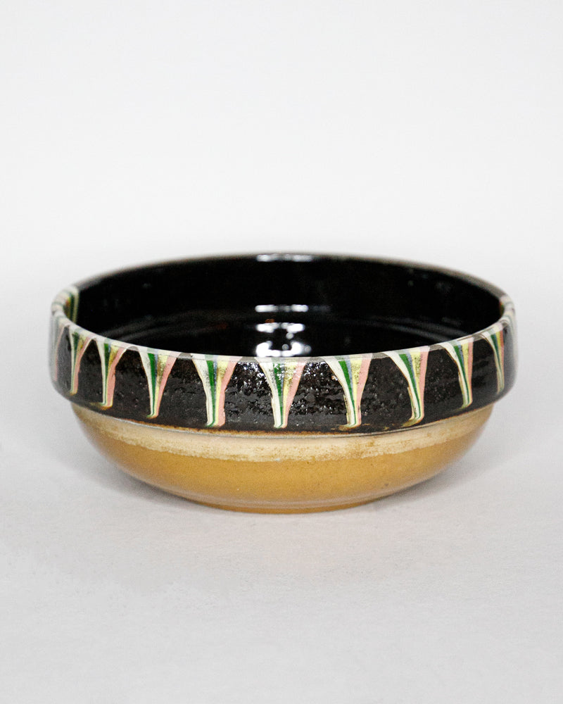 Hand-Painted Marbled Earthenware Bowls | Black