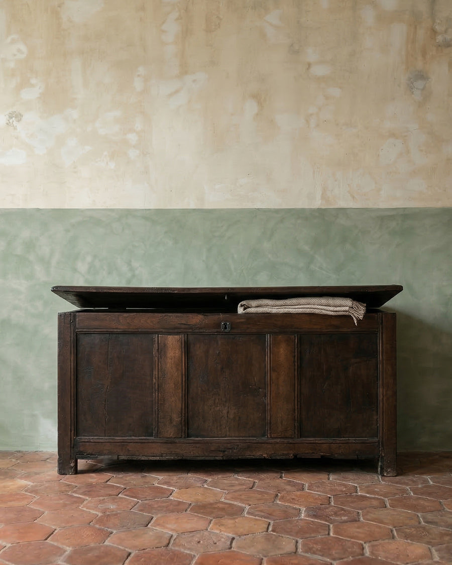 Paneled and Carved Oak Chest or Coffer