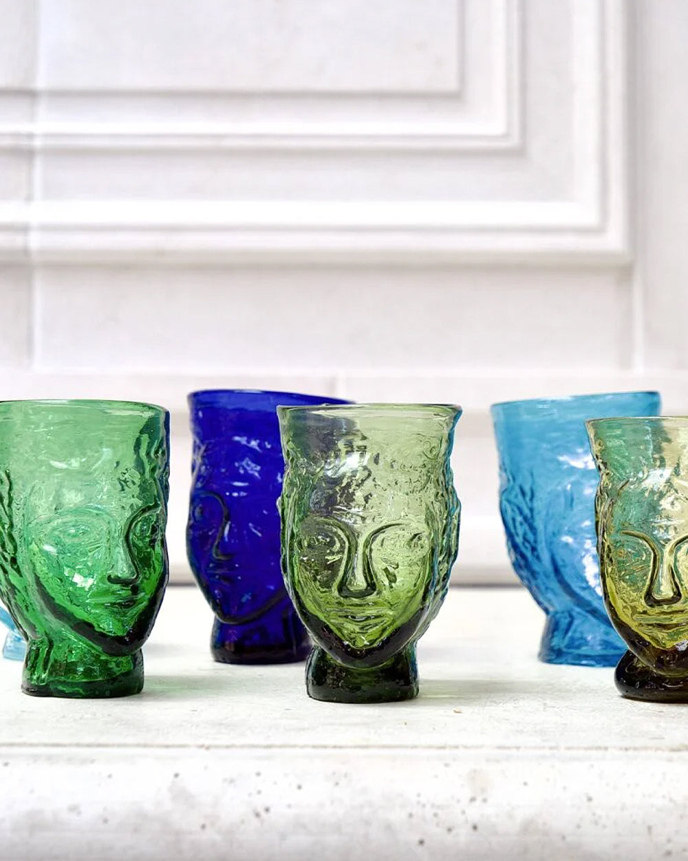 Handmade Blue Head Glasses, Set of two