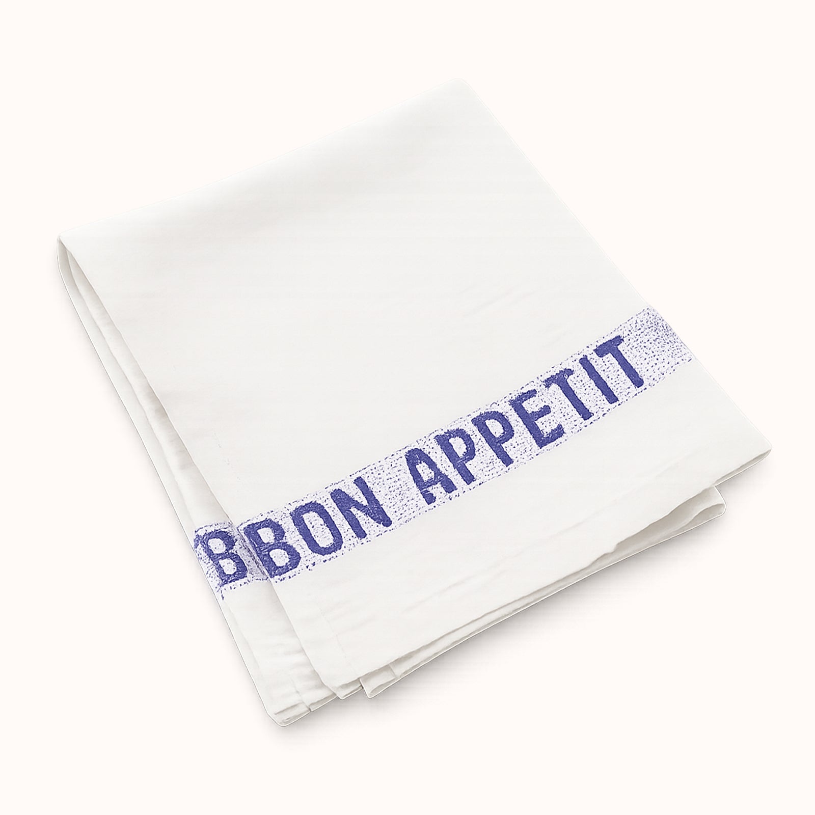 Bon Appetit Linen Napkin in White and Blue