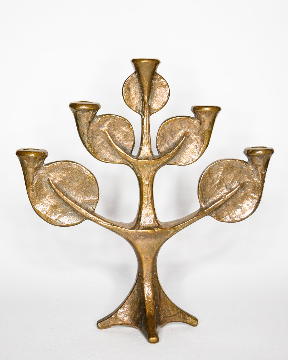 Mid Century Modern Sculptural Bronze Tree Candle Holder