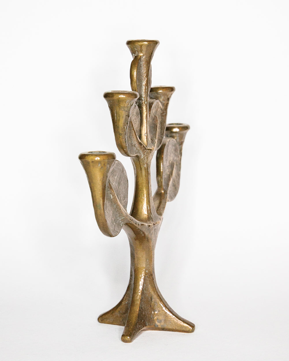 Mid Century Modern Sculptural Bronze Tree Candle Holder