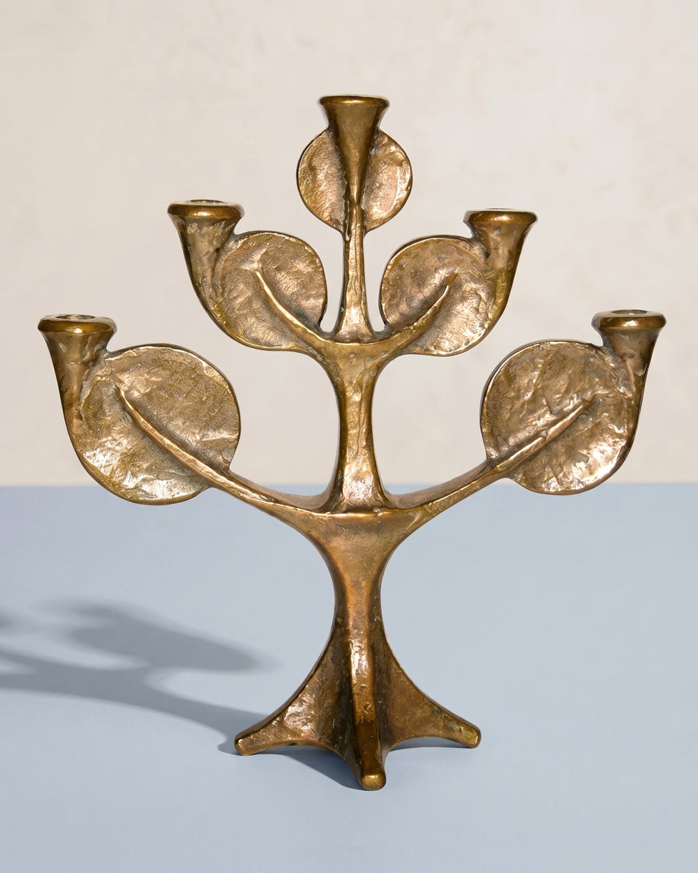Mid Century Modern Sculptural Bronze Tree Candle Holder