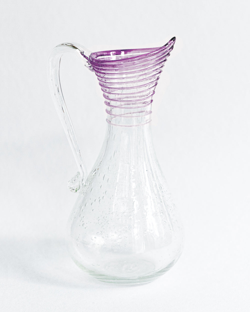 Handmade Purple Bubble Glass Pitcher, Biot Style
