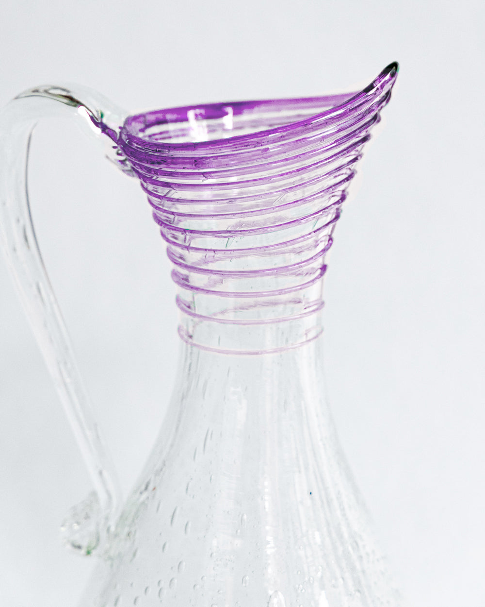 Handmade Purple Bubble Glass Pitcher, Biot Style
