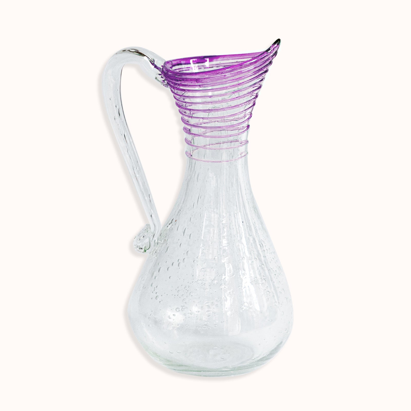 Handmade Purple Bubble Glass Pitcher, Biot Style